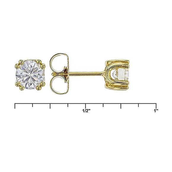14k Moissanite Yellow Gold Over Sterling Silver Stud Earrings 1.00ctw DEW - Picture 6 of 8